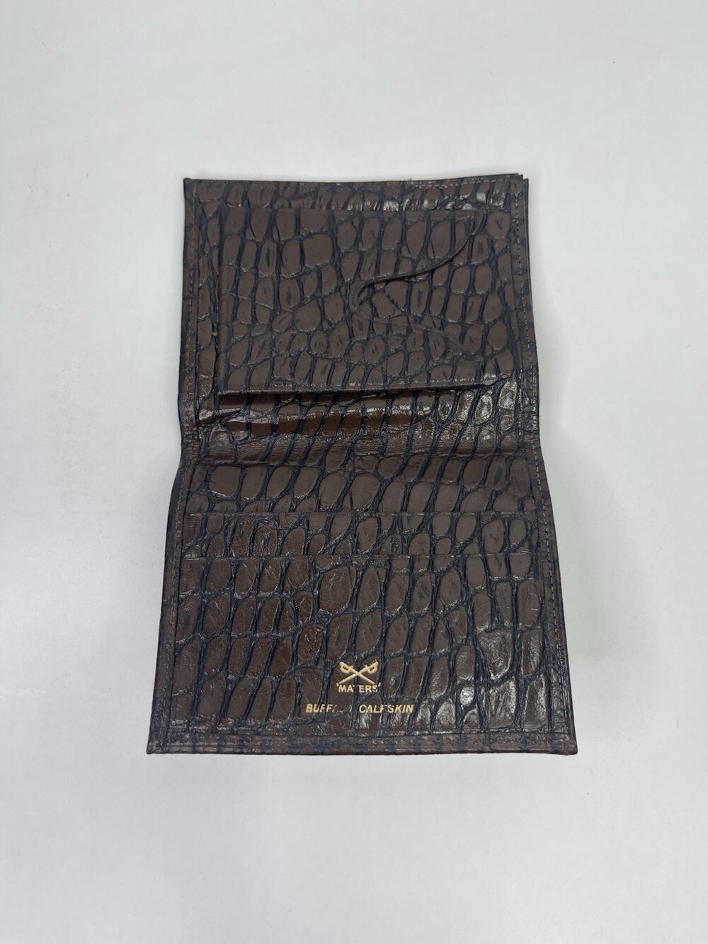 Makers Japanese Leather Crocodile Embossed Buffalo Calfskin Bifold Wallet